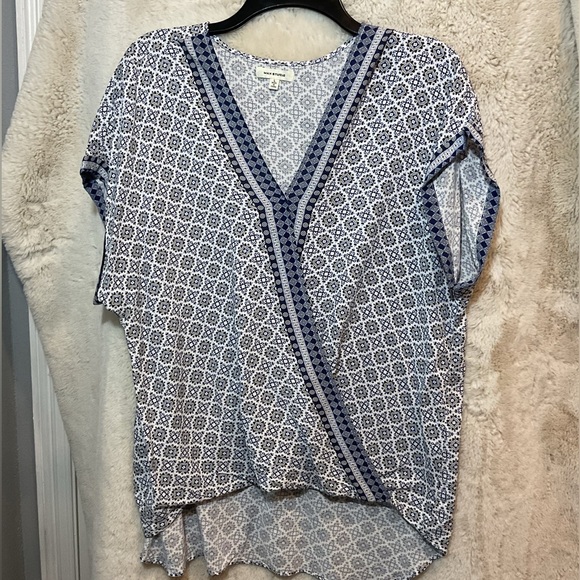 Max Studio Crepe Popover Faux Wrap Blouse - Picture 1 of 4